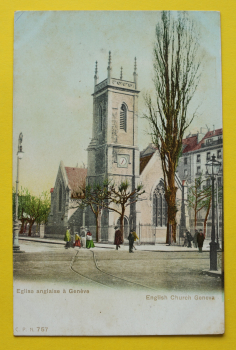 Ansichtskarte AK Genf / Englische Kirche / 1900 / Straßenansicht – Architektur